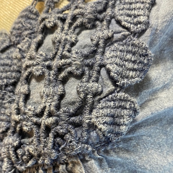 Noelle size s/m Blue Crochet lace neckline hem and sleeves 100% cotton - Picture 9 of 14